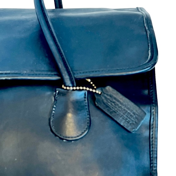 SOLD ❌ Coach Vintage 4170 Black 100% Leather 1995 Shopper Flap Tote Shoulder Bag - Picture 6 of 12